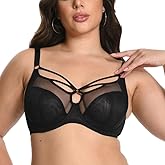 Cotton Whisper Women's Plus Size Breathable Cut Out Mesh Bra with Underwire Design Black/Nude/Wine