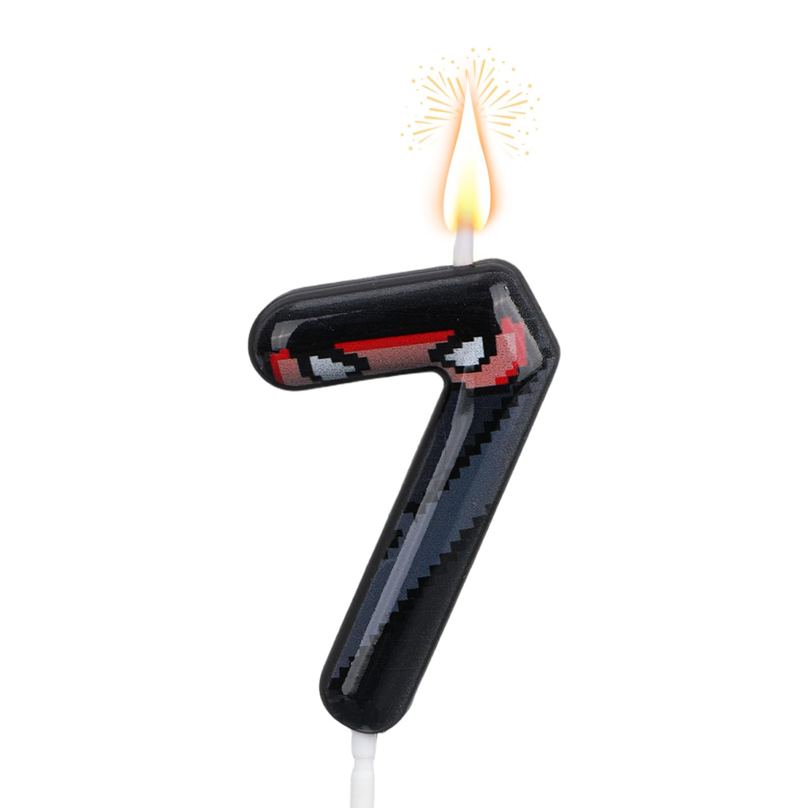 Ninja Birthday Number Candle, Pixel Masked Ninja Themed Digit Candle Happy Birthday Cake Topper Decorations for Kids Birthdays Party Supplies (Number 7)