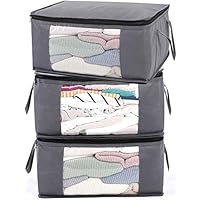 ABO Gear Storage Bins Storage Bags Closet Organizers Sweater Storage Clothes Storage Containers, 3pc Pack, Gray (G01)