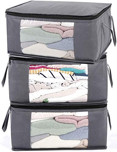 ABO Gear G01 Bins Bags Closet Organizers Sweater Clothes Storage Containers, 3pc Pack, Gray - //medicalbooks.filipinodoctors.org