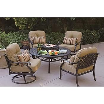 Amazon Com Darlee Elisabeth 5 Piece Patio Fire Pit Dining Set In