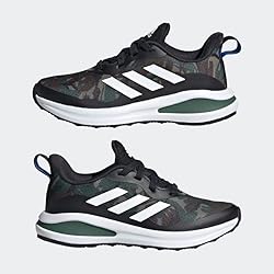 adidas Fortarun Running Shoe, Black/White/Green