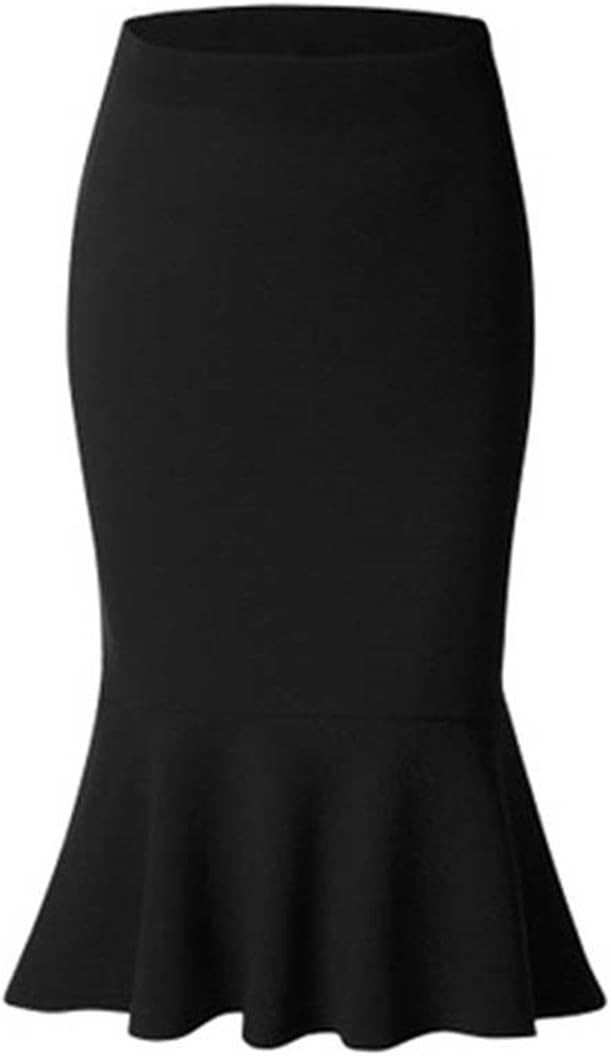 YesiidorYesiidor Women Fishtail Mermaid High Waist Skirt Fashion Sexy OL Causal Bodycon Pencil Midi Skirt