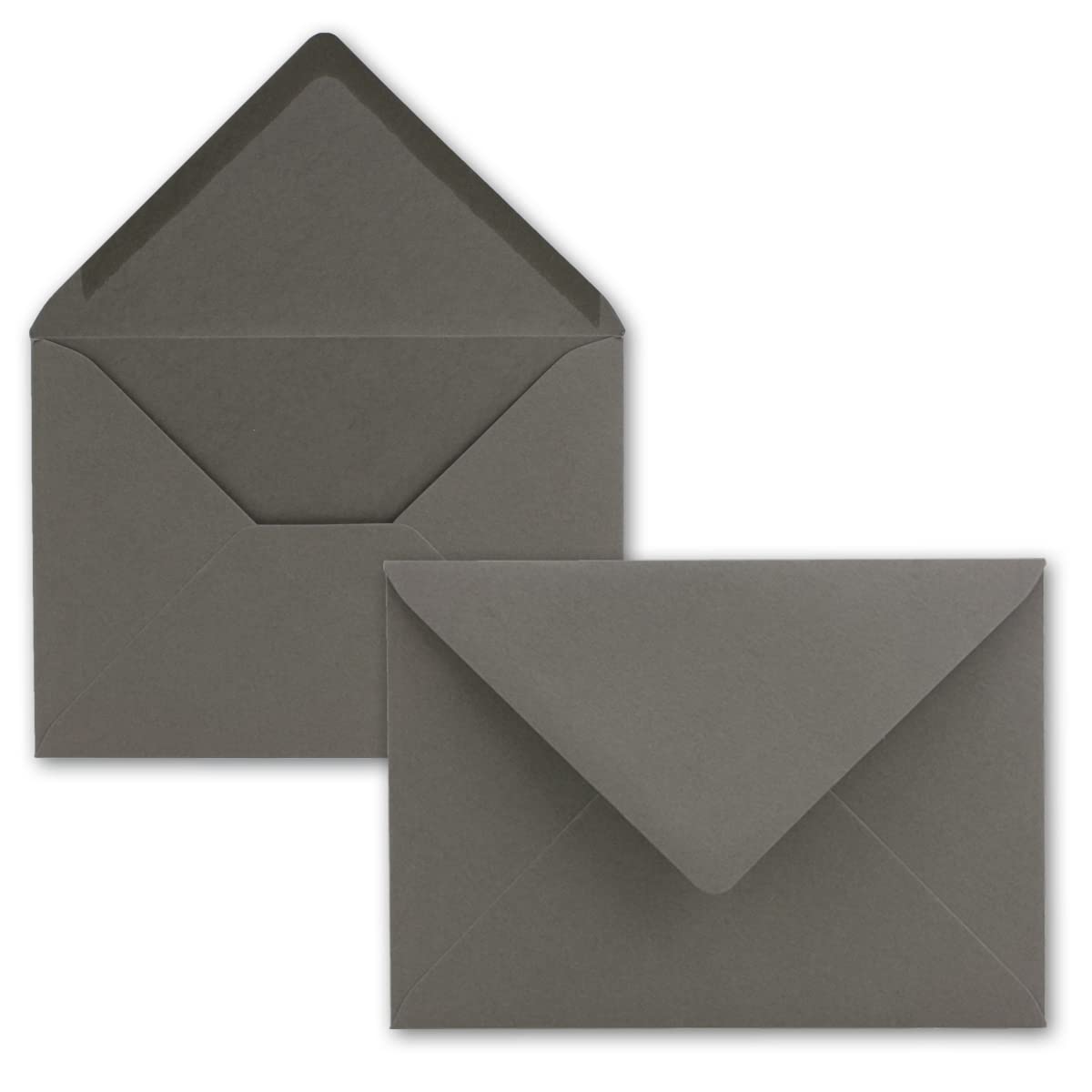 75 x Envelopes B6-17.5 x 12.5 cm - Anthracite - Wet Seal with Pointed Flap - 120 g/m² - For Weddings, Greeting Cards, Invitations