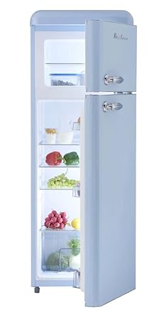 Retro Frigorífico Azul Claro brillo a + 208 L nevera y congelador ...