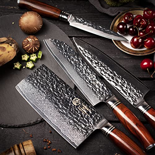 YARENH Cleaver Knife Set with Block, 5 Piece Professional Sharp Chef Knives for Kitchen