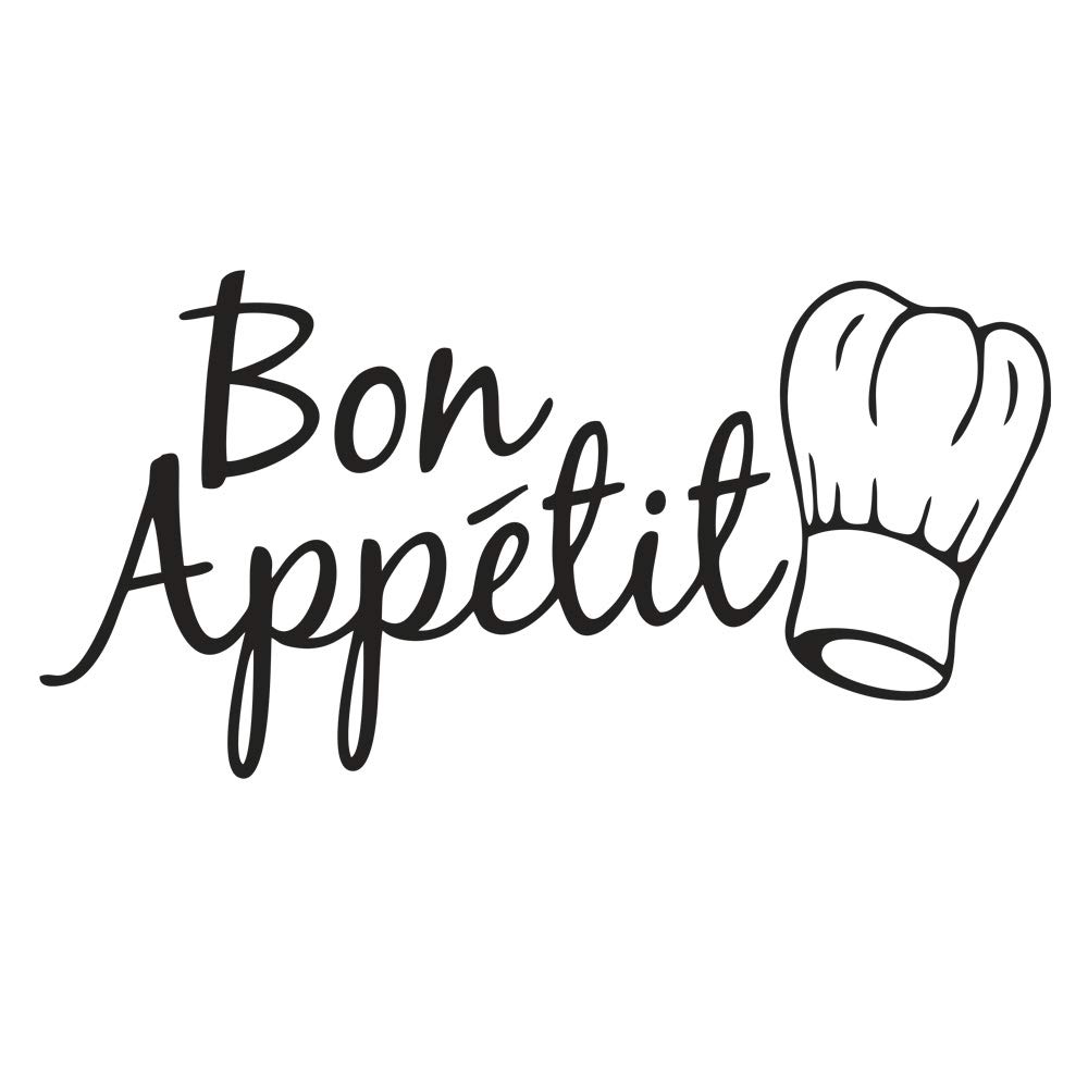 Bon Appetit Wall Decal Vinyl Stickers, Removable French Quote Art DIY Sticker Mural for Kitchen Dinner Living Room Office Home Window Door Decoration