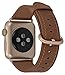 PEAK ZHANG Compatible with Apple Watch Band, 38mm 40mm Women Top Grain Leather Strap for iWatch Series 5,4,3,2,1 (Caramel+Champagne Gold Clasp, 38mm 40mm S/M)