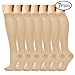 7 Pairs Compression Socks For Women and Men - Best Medical, Nursing, for Running, Athletic, Edema, Diabetic, Varicose Veins, Travel, Pregnancy & Maternity - 15-20mmHg, Large / X-Large,  Nude