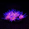ZtohPyo Glowing Effect Soft Coral Aquarium Fish Tank Decorations Silicone Glow Artificial Ornament Coral Reef Plants for Aquarium Small/Large Fish Bowl Decor Accessories (Blue Anemone)