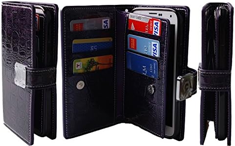 [Shine Purple] [Dual Wallet] [6 Card Slot,3 Bill Slot] [Wristlet] PU Leather TPU Bumper Clutch Case [Drop Protection] For LG V20 (Shine Purple)
