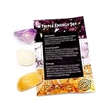 Tumbled Stones Chakra Set Triple Set Energy - Metaphysical Healing Stones - Tumble Citrine, Amethyst and Crystal Quartz Rock Paradise COA AM17B5
