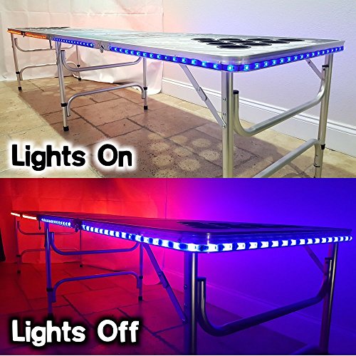 8-Foot Professional Beer Pong Table w/ LED Glow Lights - Top Pong Edition
