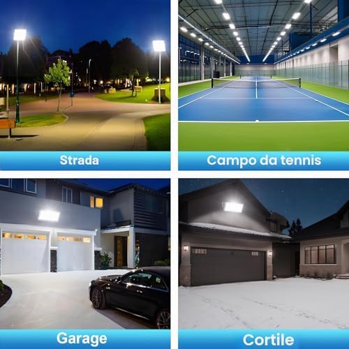 400W Faretto LED da Esterno - 2 Pezzi 40000LM Super Luminoso Faro LED Esterno con Trasformatore, 7000k Bianca Fredda Luce Esterna, Impermeabile IP67 Faretti per Garage, Cortili, Stadi, Fabbriche