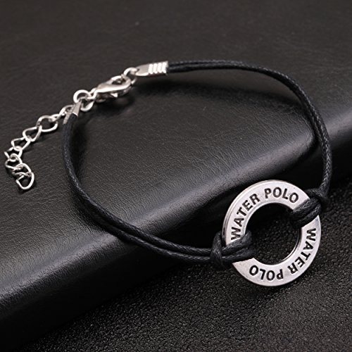 Teamer Adjustable Wax Cord Bracelet Message Water Polo Charm Sports Jewelry for Woman/Man Best Gifts
