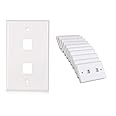 Cable Matters 10-Pack Low Profile 2-Port Keystone Jack Wall Plate in White
