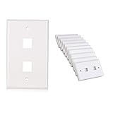 Cable Matters 10-Pack Low Profile 2-Port Keystone Jack Wall Plate in White