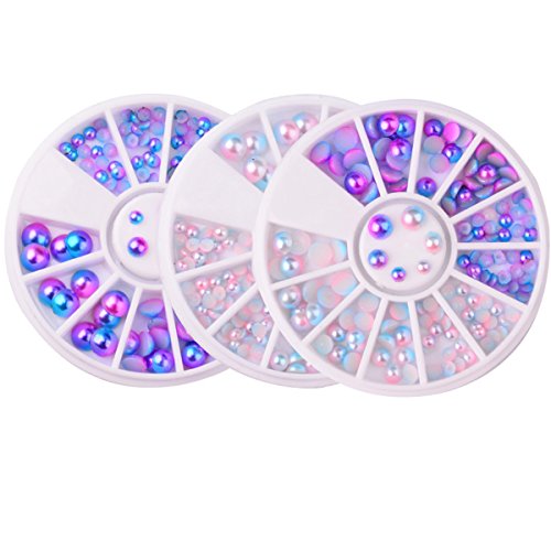 Mezerdoo 3 Wheels Set Mix Size Gradient Mermaid Pearl Flat Back Magic Symphony Charms Bead 3D Nail Art Tips Decoration Manicure 3/4/5/6mm