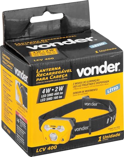Vonder, Lanterna De Led Para Cabeça, Recarregável, Led Smd, Lcv 400.