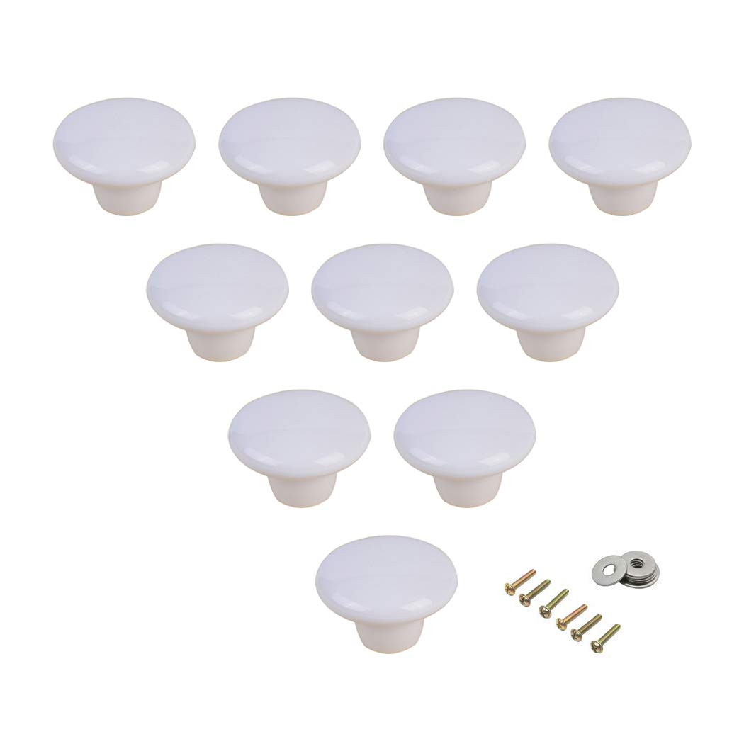 SeeRaphee Ceramic Round Cabinet Handles Drawer Pulls Round Door Knobs for Kid's Room Bedroom Door Cabinet Cupboard Wardrobe Pulls-10 Pack