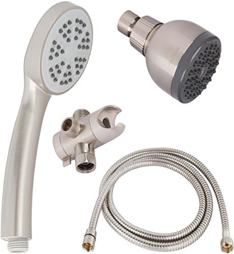 High Pressure Shower Head Combo - Dual 3 Inch Handheld &amp; Fixed Showerheads With Hose &amp; Diverter And Double Removable Water Spray Heads - Brushed Nickel