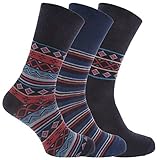 Mens Patterned Cotton Rich Non Elastic Socks (Pack Of 3)
