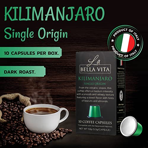 Kilimanjaro Africa Single Origin Dark Roast Coffee Capsules Nespresso