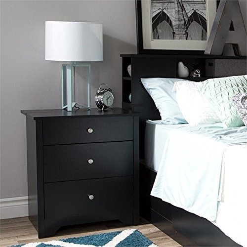South Shore Vito Nightstand Charging StationPure Black Pricepulse