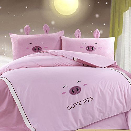 Yoyomall 100 Cotton Cute Pig Pink Bedding Set Delicate