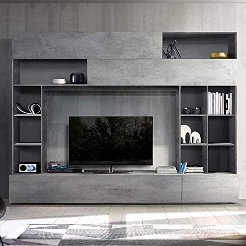 Mueble Para Tv De Pared Diseno Gris Efecto Hormigon Perdita
