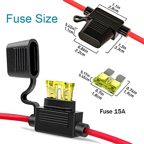 2Pack Female Cigarette Lighter 1.6FT Outlet Ring Terminal Plug Power Supply Cord 12V 16AWG Heavy Duty Cable Accessory 15A Fused DC Power 12 24 Volt Socket for Car Tire Inflator Air Pump By ZHSMS - Thumbnail 3