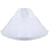 Fnuqz Women Petticoat Skirts Tulle Under Dress Crinoline Puffy Elastic Waist Boneless Underskirt(Waist22-35In)
