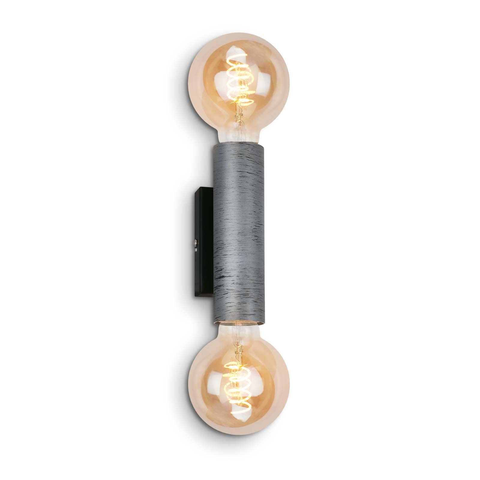 Briloner - Vintage Wall Light, Retro Wall Spotlight, up & Downlight, 2X E27 Socket, Silver-Crafted, Black