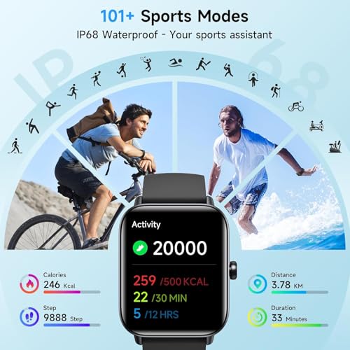 Gydom Smart Watch for Men & Women, Bluetooth Calling, Alexa Built-in, 1.8" HD Display, Fitness Tracker, Heart Rate & SpO2 Monitor, Sleep Tracking, 110+ Sports, IP68 Waterproof, iPhone & Android