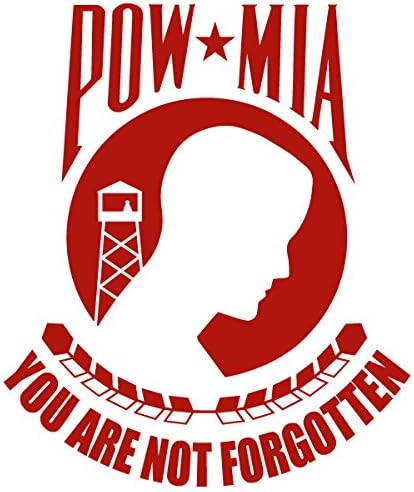 National League of Families POW/MIA / Vinyl Decal Sticker (PM-02) (11'' x 9'', Red)