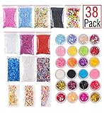 EDsports 33 Pack Slime Making Kits Supplies,Fishbowl Beads,Foam Balls,Glitter Shake Jars,Fruit Flower Candy Slices Accessories,DIY Art Craft for Homemade Slime, Wedding and Party Decoration
