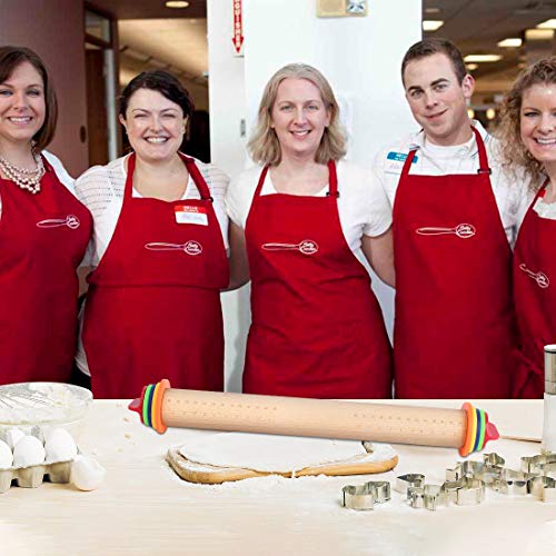 Wood Rolling Pin, Adjustable Rolling Pin with Removable Thickness Rings, Beech Wood Rolling Pin for Baking Pizza, Pastries, Cookies (colour)…