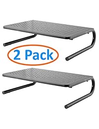 Soporte de monitor con ventilación para ordenador, ordenador portátil, escritorio, iMac o impresora   Elevador de monitor de metal con plataforma de 14.0 x 9.6 in y altura de elevación de 4.0 in   Organizador de soporte para monitor para uso en casa o en