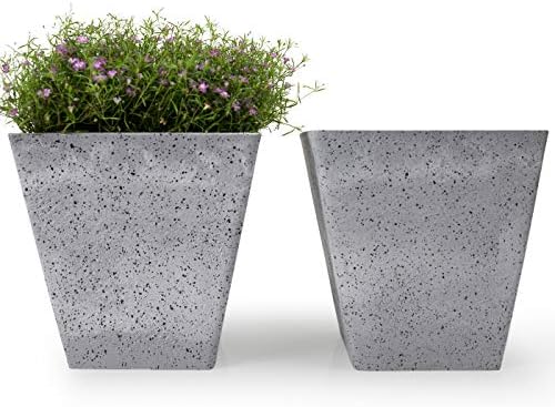 Flower Pots Indoor Plant Pots 7 5 Inch Set Of 2 Square Tapered Resin Planters Outdoor Decorative Planter Pots Speckled Grey Buy Online At Best Price In Uae Amazon Ae