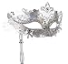 Coxeer Masquerade Mask on Stick Halloween Mask Metal Laser Cut Venetian Mask