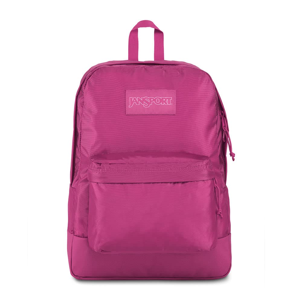 JANSPORT Mono SuperBreak Laptop Backpack in Magenta Haze - 15" Internal Sleeve with Front Utility Pocket - Mesh Padded Straps - 25 L