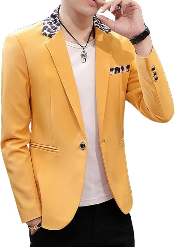 Amazon スーツジャケット テーラードジャケット メンズ ヒョウ柄 スタイリッシュスーツ ジャケット 1つボタン ビジネス 結婚式 ファッション カジュアル リクルートスーツコート 卒業式 面接 入学式 結婚式 発表会 男性用 フォーマル コート ジャケット 通販