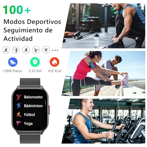 ZOSKVEE Smart Watch Women Men, [Two Straps] Bluetooth Call, 2 Inch Sports Smartwatch with Blood Pressure, 100+ Sports, Heart Rate, DIY Dials, for iOS Android