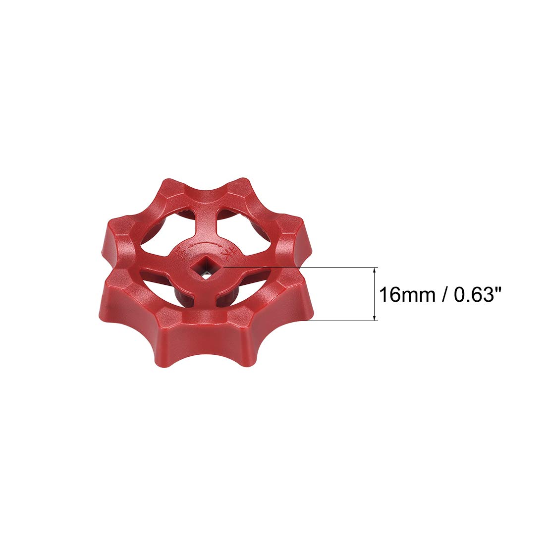 sourcing map Plastic Outside Faucet Round Wheel Handle, Square Broach 6x6mm, Wheel OD 63mm ABS Red 2Pcs - Image 4