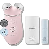 NuFACE Trinity+ Microcurrent Facial Device Kit - FDA Cleared Face Sculpting & Neck Tightening Device to Contour Cheeks & Brows + Microcurrent Gel Activator & Silk Creme - Sandy Rose
