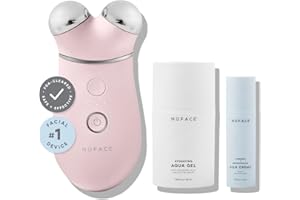 NuFACE Trinity+ Microcurrent Facial Device Kit - FDA Cleared Face Sculpting & Neck Tightening Device to Contour Cheeks & Brows + Microcurrent Gel Activator & Silk Creme - Sandy Rose
