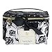 Adrienne Vittadini Makeup Bag Set: Nylon Carry On Toiletry & Cosmetic Train Case with Zipper for Women - Tote Bags with Plenty of Storage for Overnight Travel or Weekender Trips - Black & White Floral