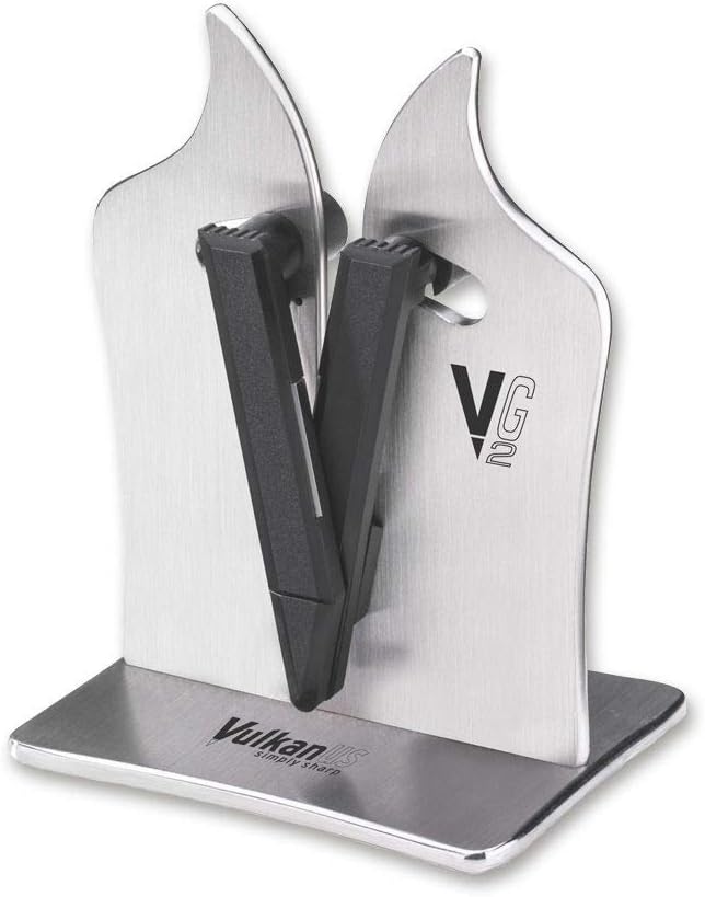 Vulkanus Unisex – Erwachsene Messerschärfer Professional G2 Schärfgerät, Silber, One Size