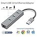 USB to Ethernet Adapter, JAVONTEC USB to 3 Port USB 3.0 Hub with RJ45 10/100/1000 Gigabit Ethernet LAN Wired Network Converter Hub for Laptops, Computers, Tablets and More