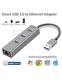JAVONTEC - Hub USB C a Gigabit Ethernet y 3 adaptadores USB 3.0 de aluminio portátil Hub RJ45 Gigabit Ethernet adaptador de red convertidor Hub para MacBook MacBook Pro ChromeBook s